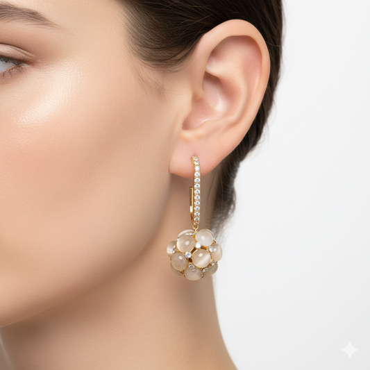 Stone Ball Drop Earrings
