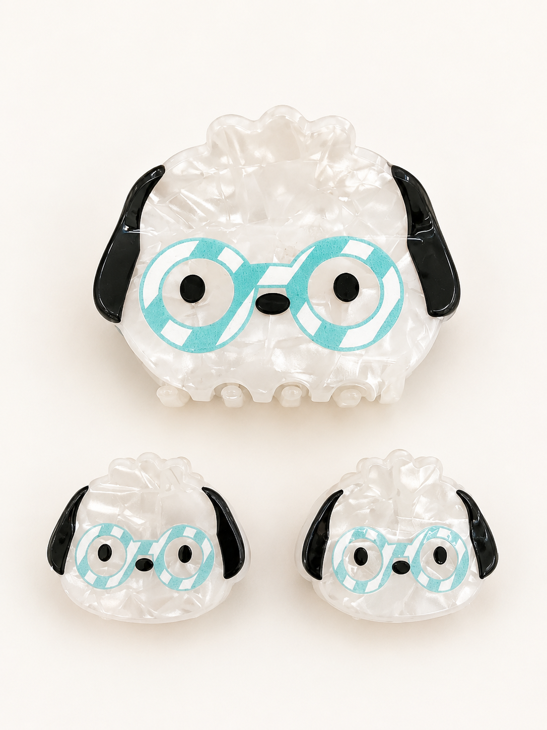 Set of acetate cat and dog hair clips