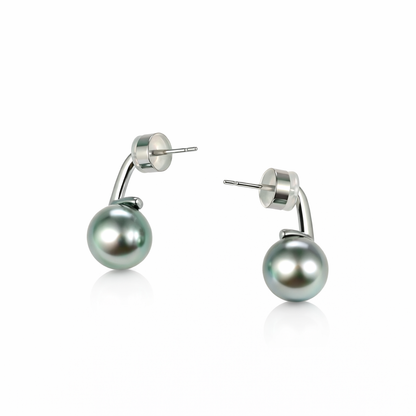 Minimalist Curved Tahitian Pearl Earrings