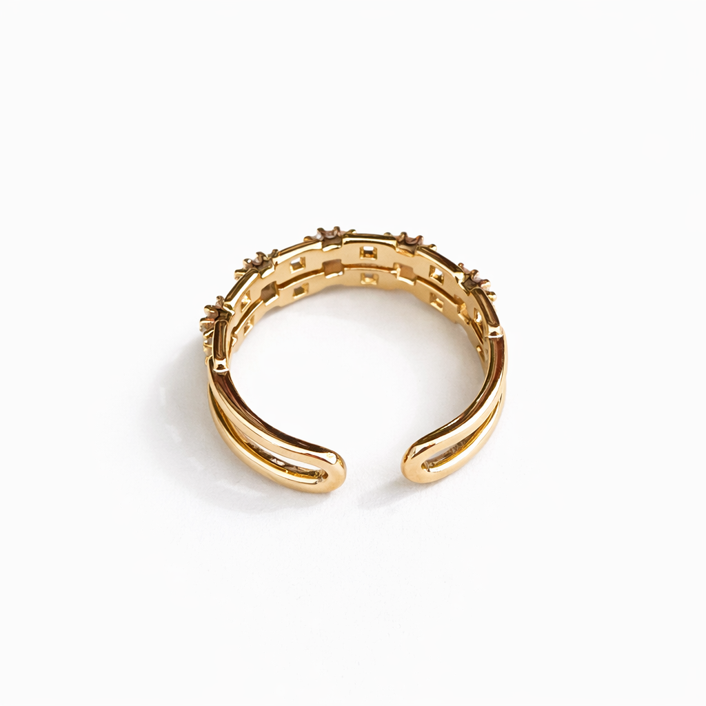 Double-layer diamond adjustable opening ring