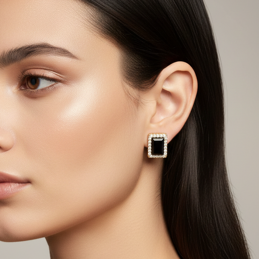 Art Deco Onyx-Style Geometric Studs