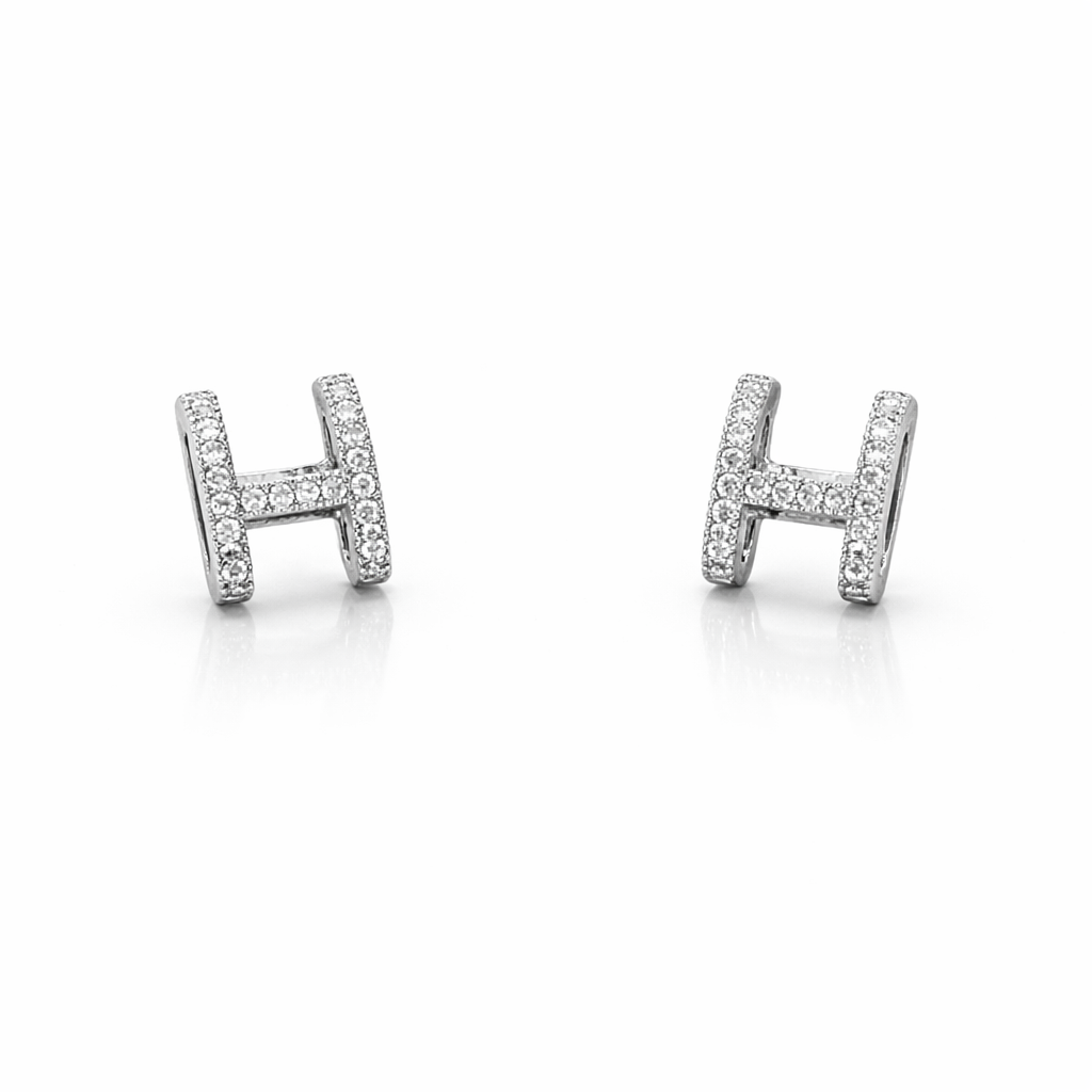 Sterling Silver Initial H Stud Earring