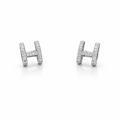 Sterling Silver Initial H Stud Earring