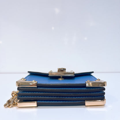 Michael Kors Leather Kinsley Accordion Key Card Holder Wallet (blue)