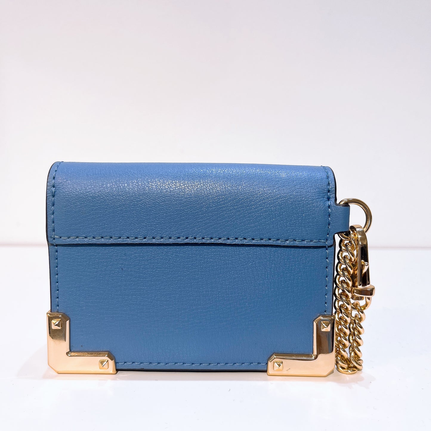 Michael Kors Leather Kinsley Accordion Key Card Holder Wallet (blue)