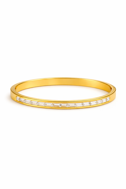 Baguette-shaped cutting gold bracelet
