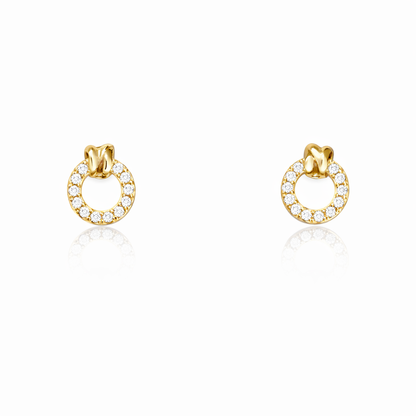 Round earrings with gold and diamonds