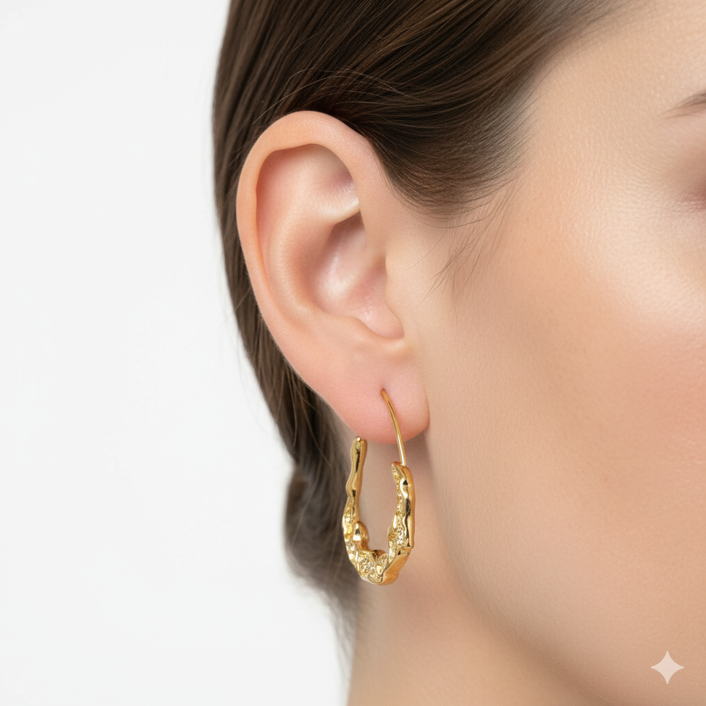 Textured Molten Hoop Earrings