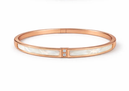 Mother-of-pearl diamond metal bracelet