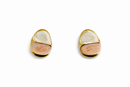 Abstract two-colour enamel stud earrings