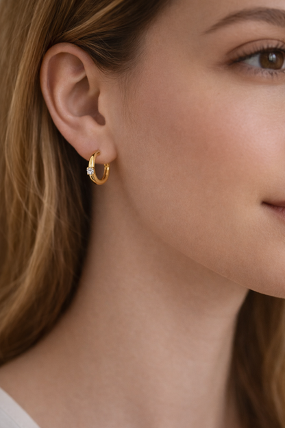 Gold diamond ring earrings