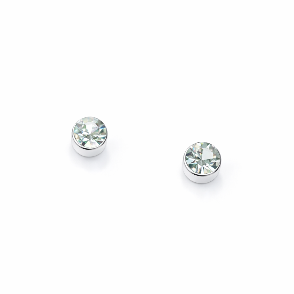 Bezel-set moissanite stud earrings