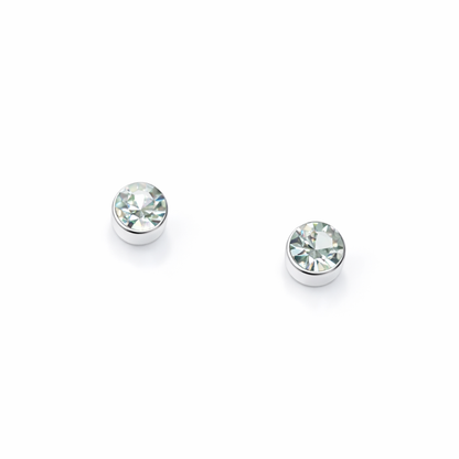 Bezel-set moissanite stud earrings