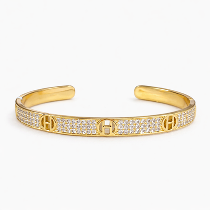 H" logo Open bracelet with diamond