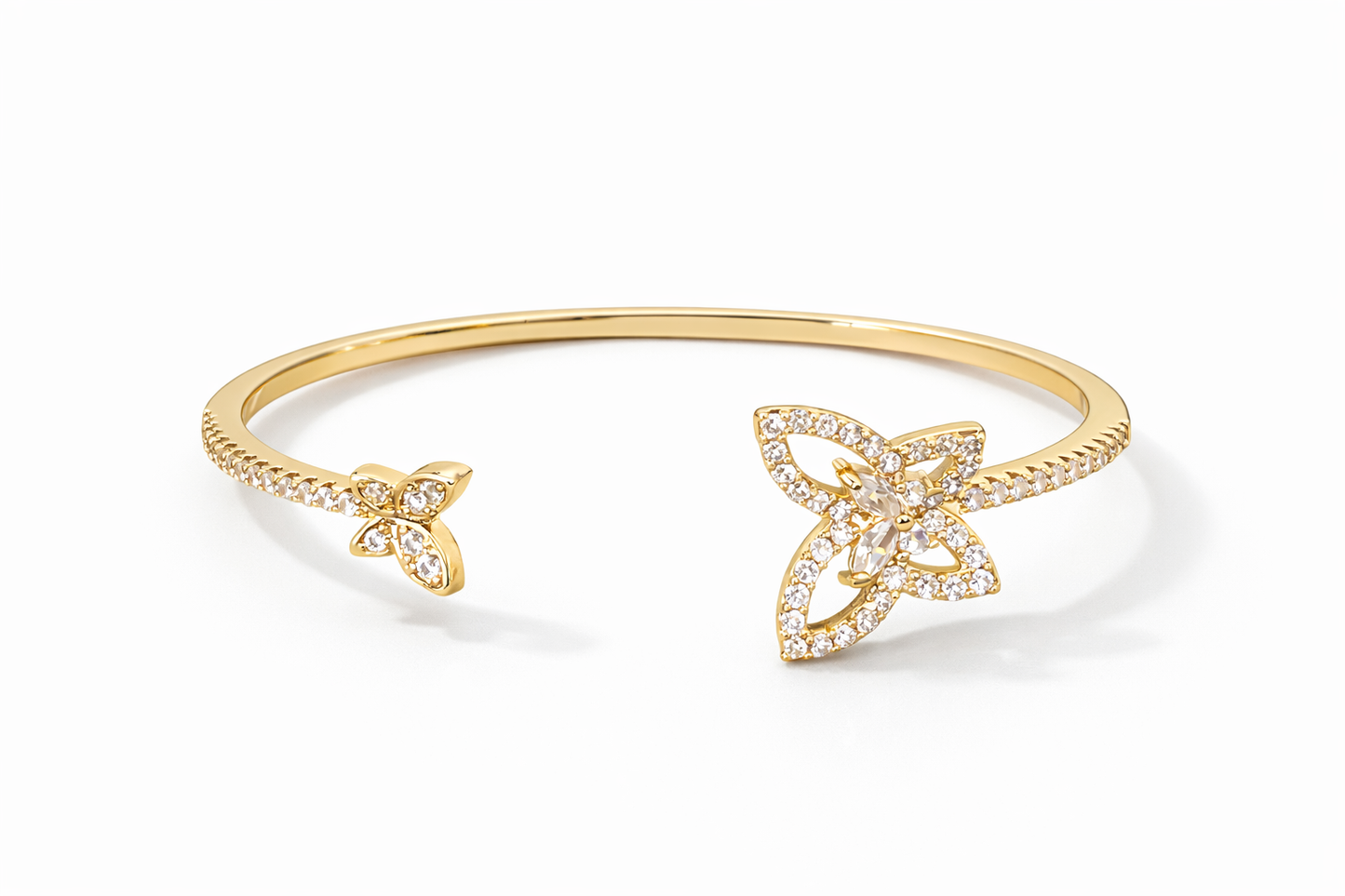 Golden crystal butterfly opening bracelet