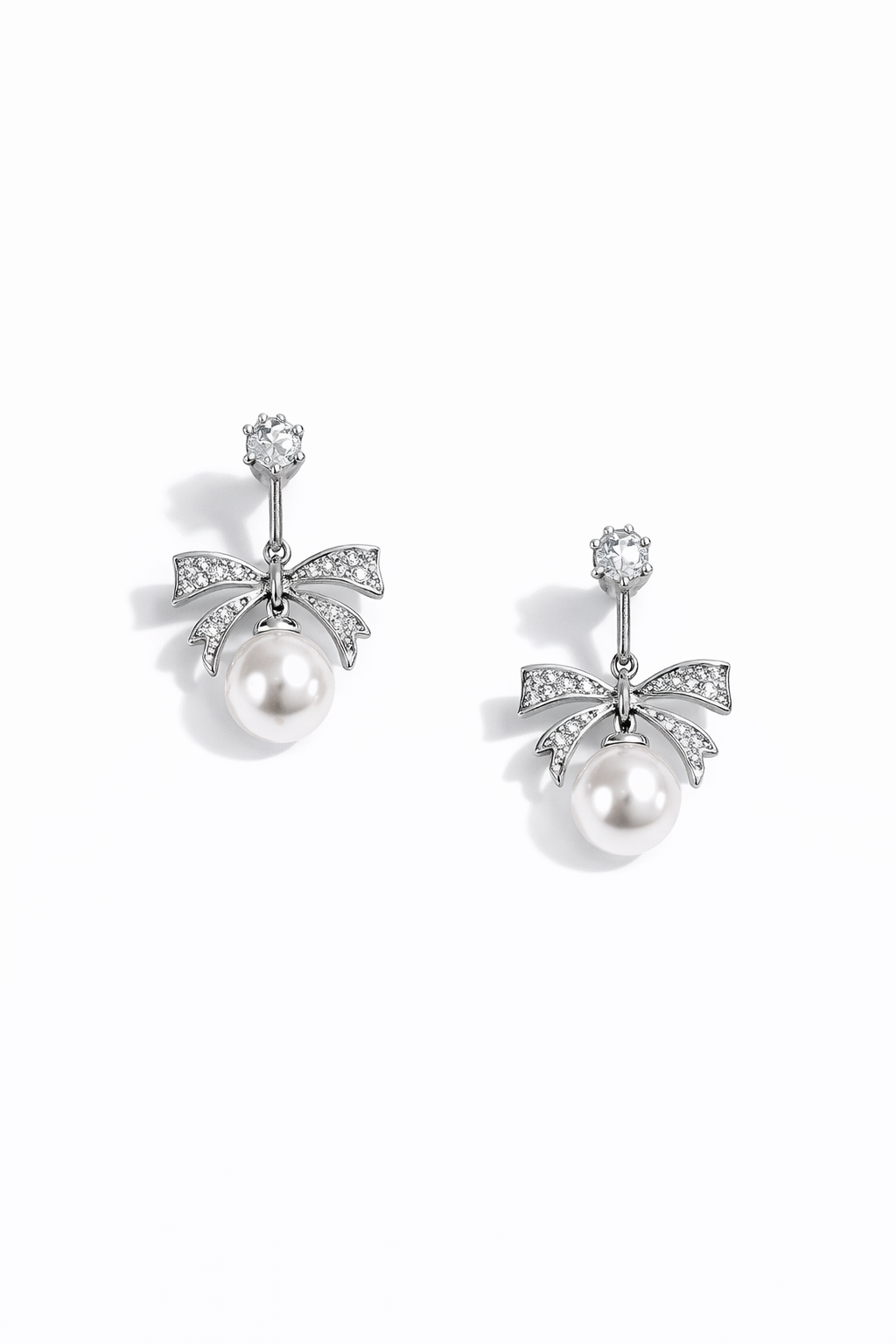 Bow pearl earrings