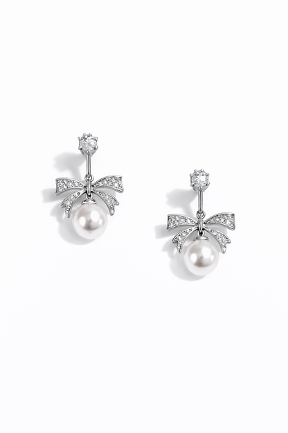 Bow pearl earrings