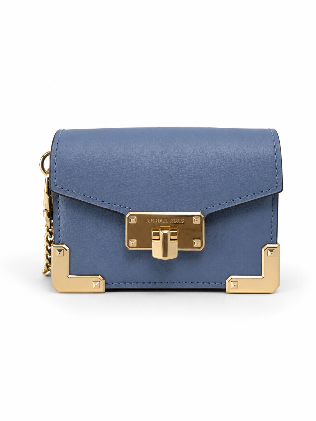 Michael Kors Leather Kinsley Accordion Key Card Holder Wallet (blue)