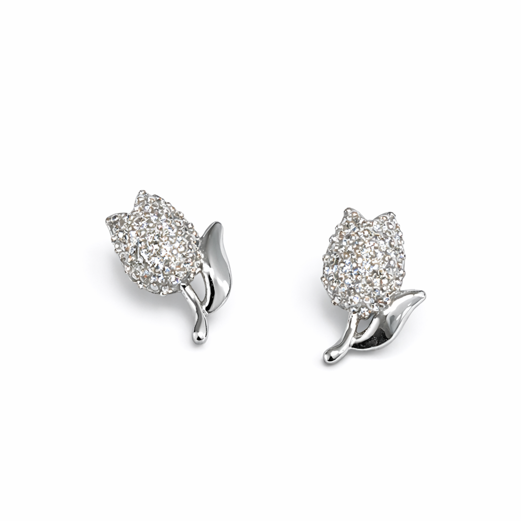 Tulip-shaped inlaid stud earrings