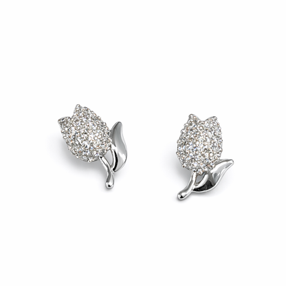 Tulip-shaped inlaid stud earrings