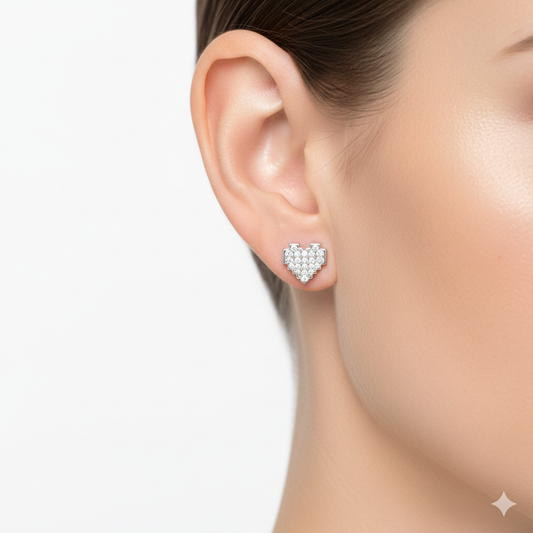 Pixel Heart Diamond Earrings