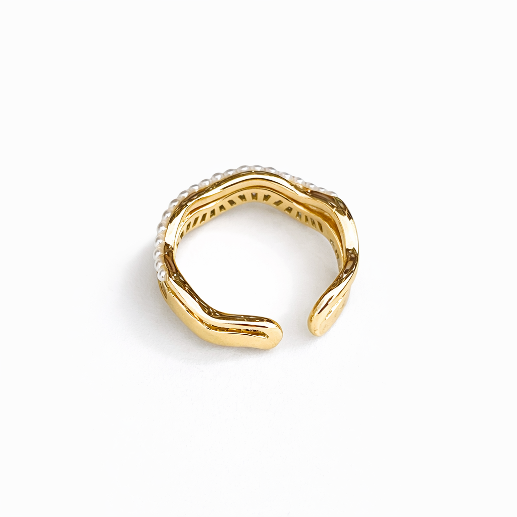 Golden wavy double-layer opening ring