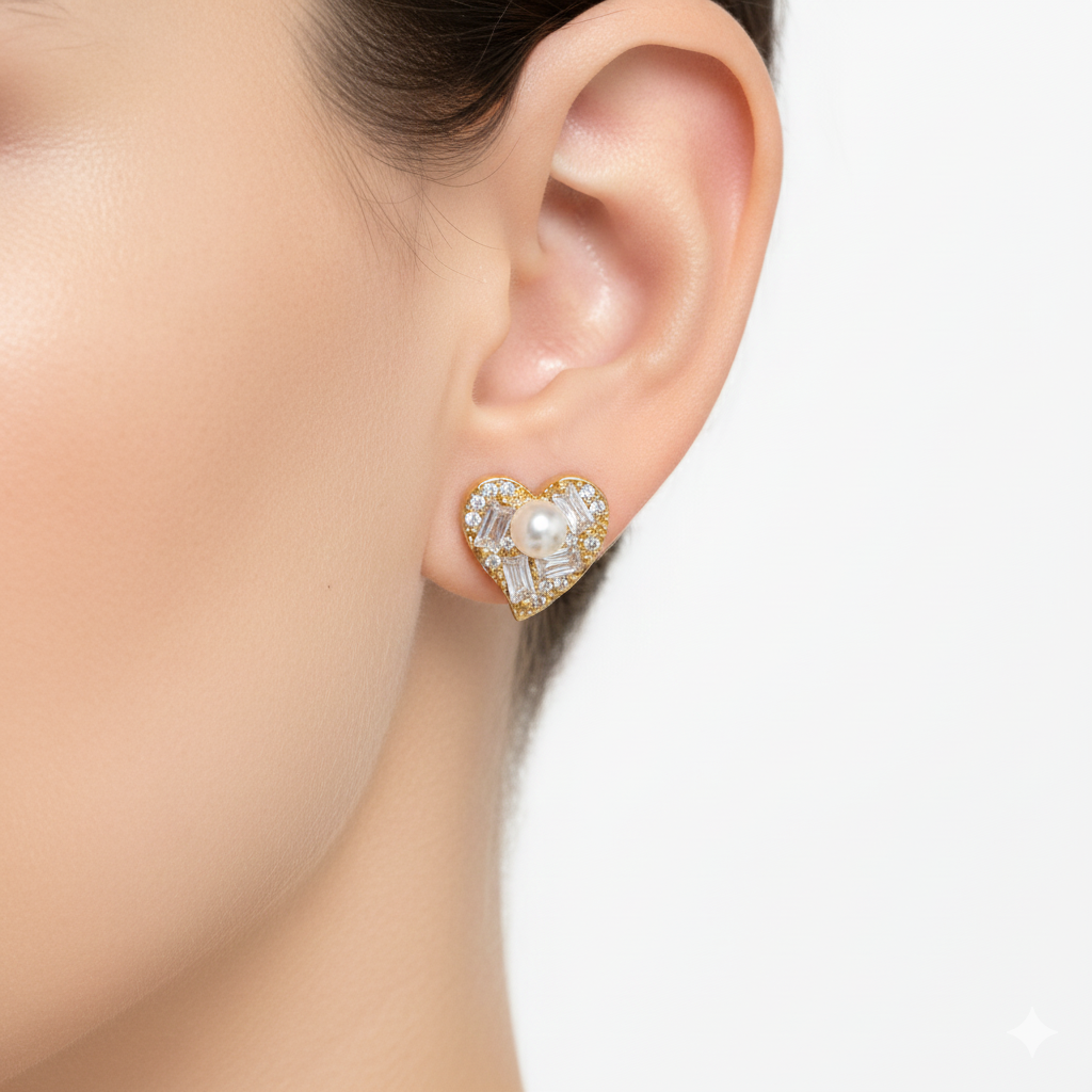 Golden heart-shaped earrings