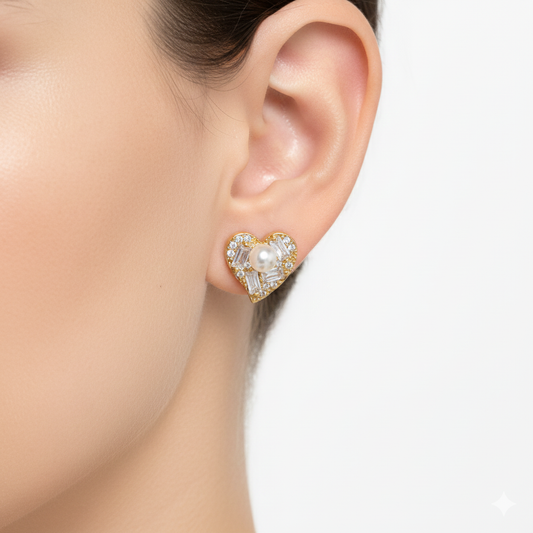 Golden heart-shaped earrings
