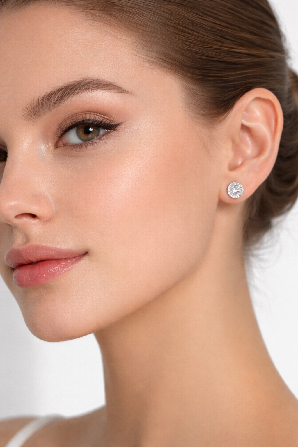 Classic dense white stud earrings