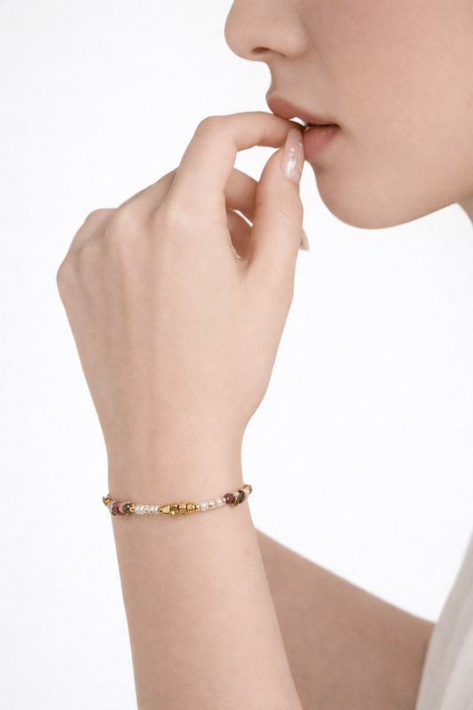 Jasper gravel pearl bracelet