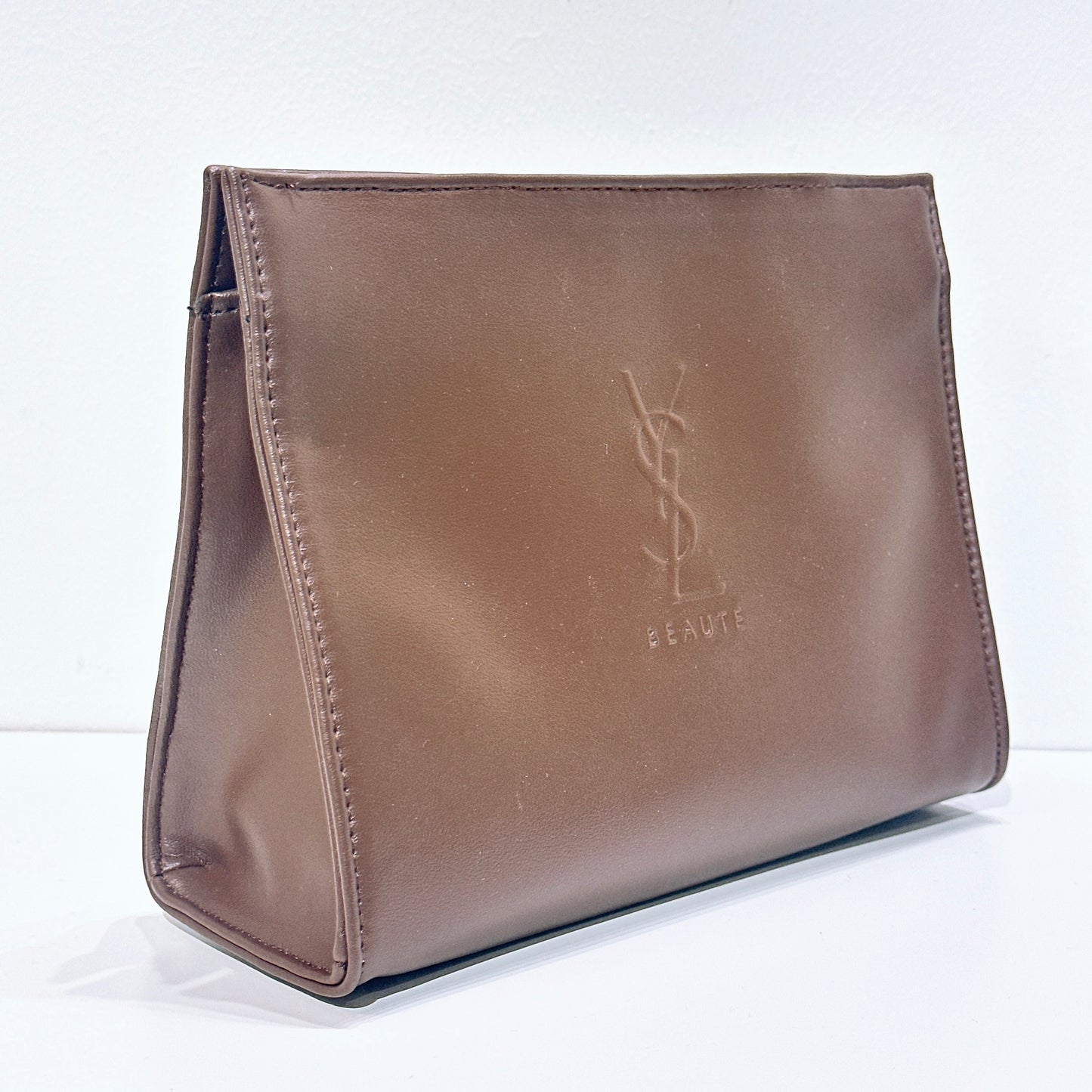 YSL Beauty brown cosmetic bag