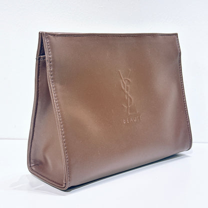 YSL Beauty brown cosmetic bag