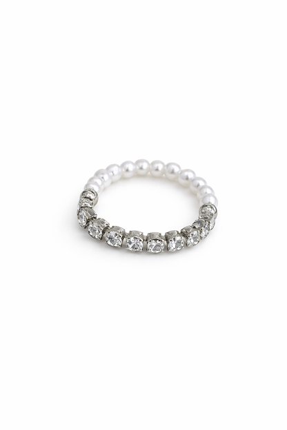Pearl and rhinestone elastic ring
