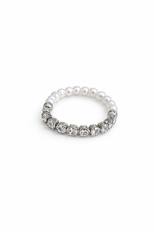 Pearl and rhinestone elastic ring