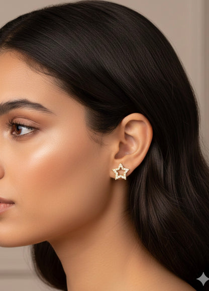 Golden hollow star earrings