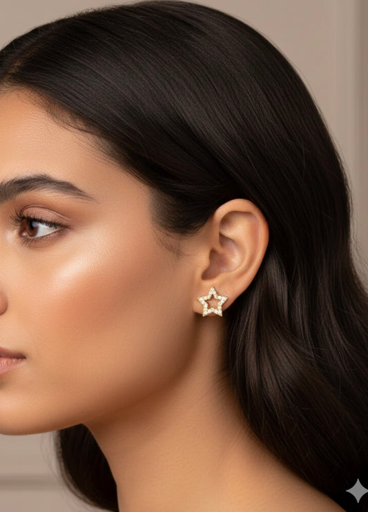 Golden hollow star earrings