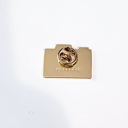 Burberry London Gold Tone Metal Camera designer BROOCH PIN