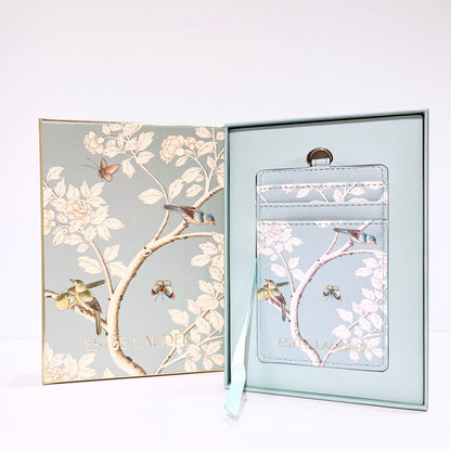Estée Lauder Flower PU Leather Card Sleeve Wallet with Lanyard