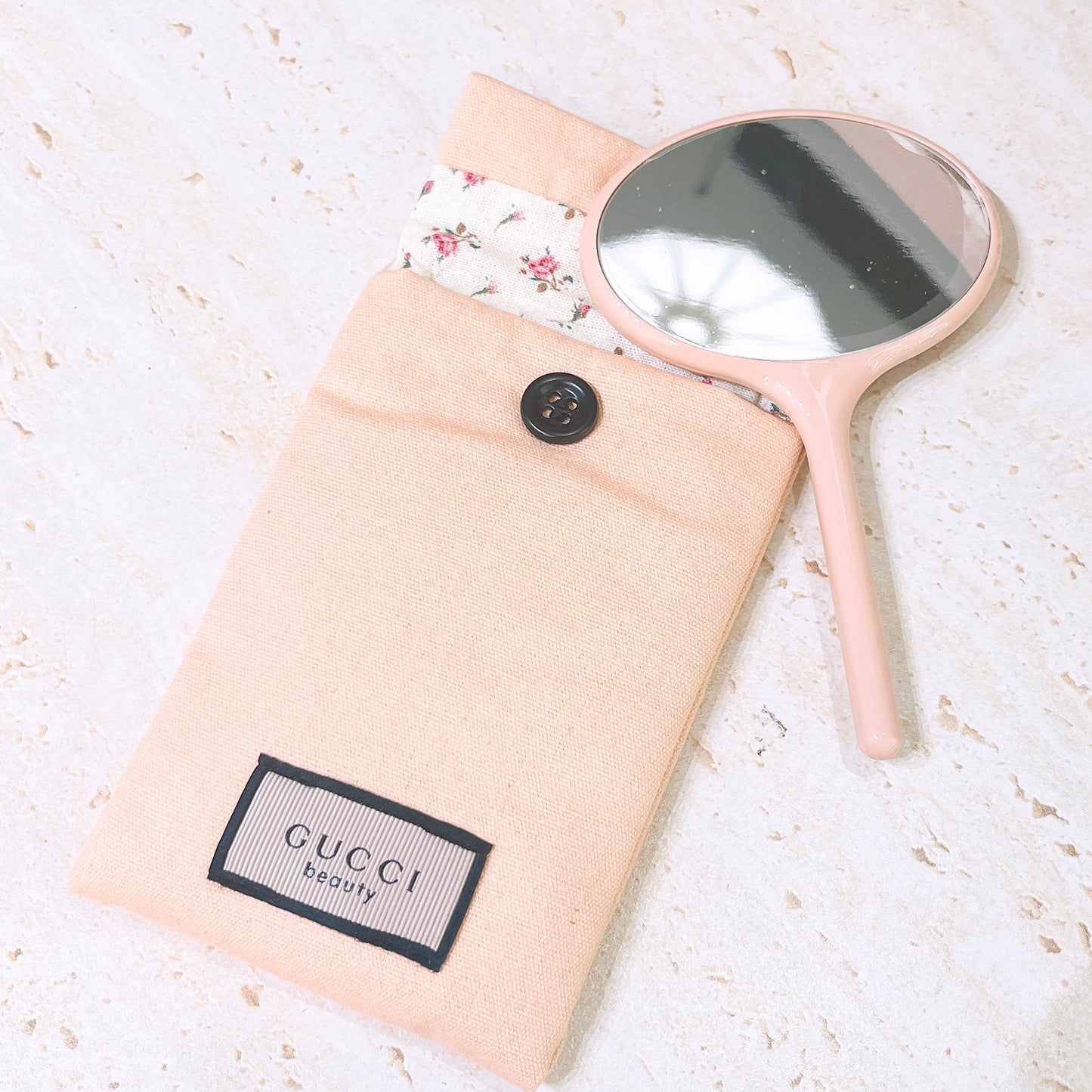 GUCCI Beauty Compact Makeup Mirror Hand Mirror Handheld With Pouch