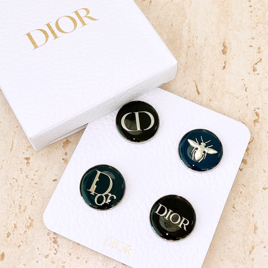 Dior Pin badge Set of 4 Brooch Pins Novelty Black Logo Bee