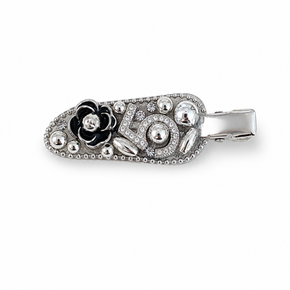 Luxury Tweed-Style Rhinestone Hair Clips