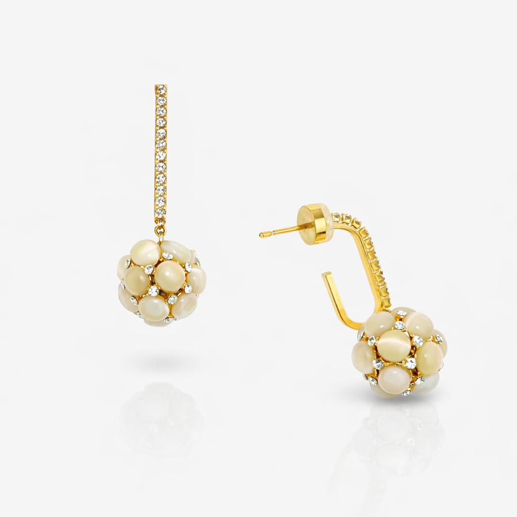Stone Ball Drop Earrings