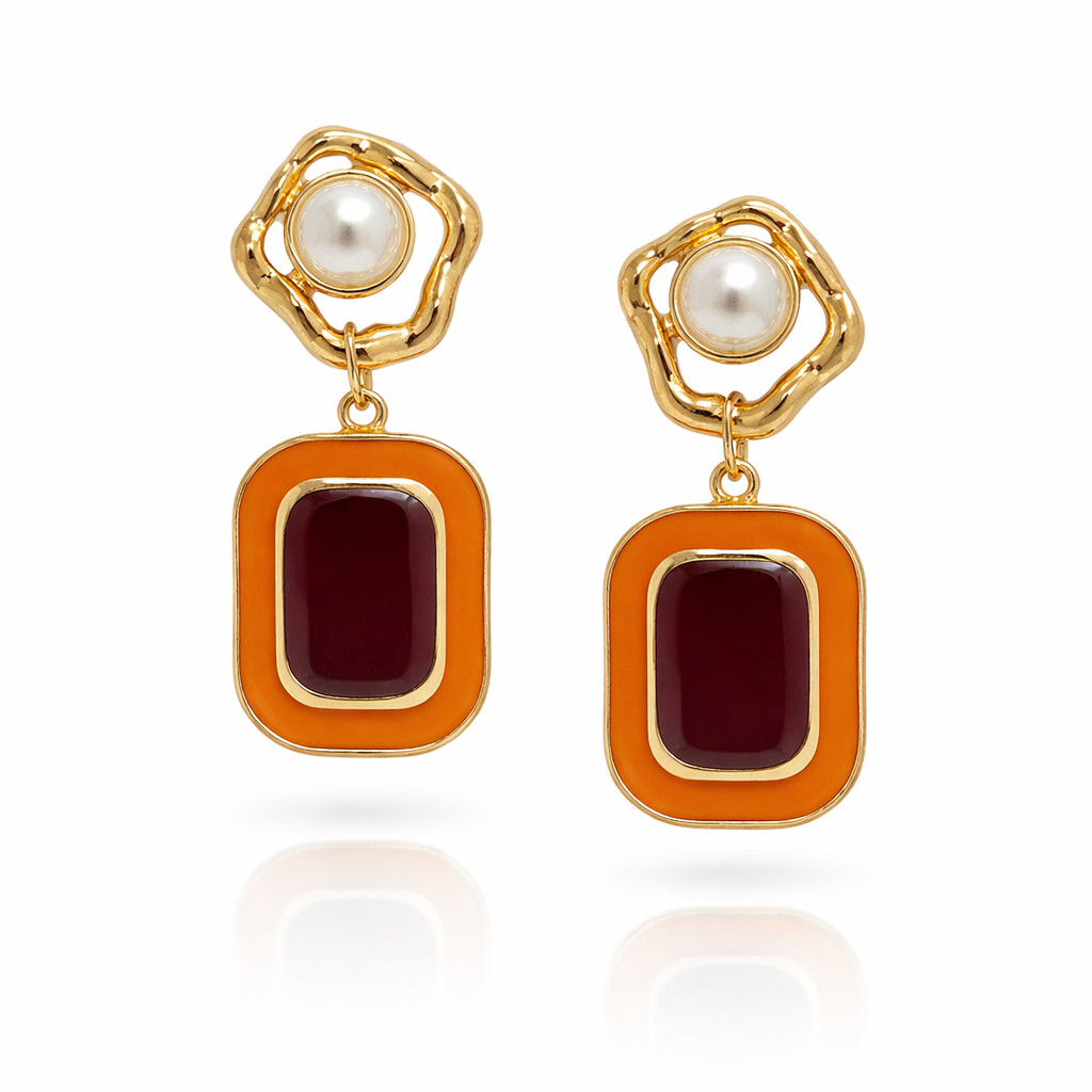 Vintage French Enamel Drop Earrings