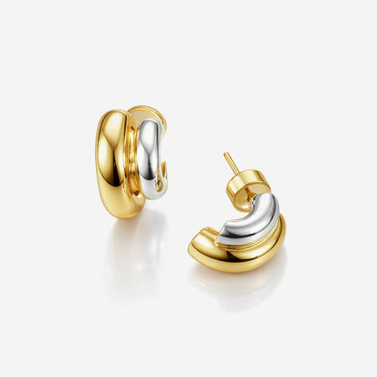 Two-Tone Stacked Hoop Earrings
