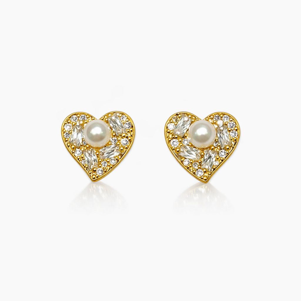 Golden heart-shaped earrings