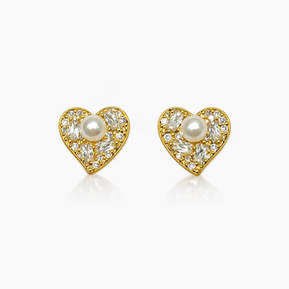 Golden heart-shaped earrings