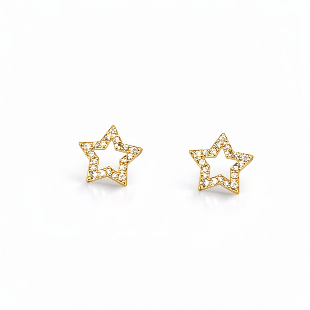 Golden hollow star earrings