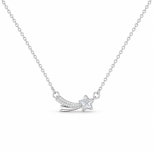 Twinkling Star Crystal Necklace – Silver