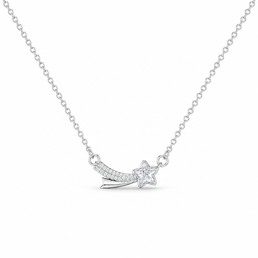 Twinkling Star Crystal Necklace – Silver