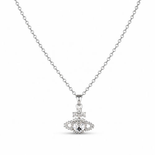 Celestial Orb Crystal Necklace – Silver